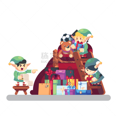 礼物,小精灵,旋转类游乐,可爱的,小的,圣诞老公,儿童,运送,包,问候