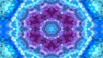 五颜六色的闪亮催眠概念对称图案装饰性万花筒运动几何圆和星形