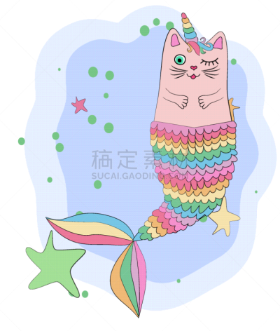 猫,美人鱼,独角兽,尾巴,婴儿,女孩,白色,粉色,纺织品,可爱的