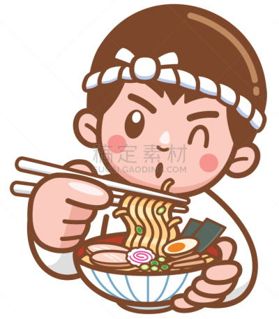 卡通,面条,男性美,白色,制服,商务,人,男人,主厨,吃