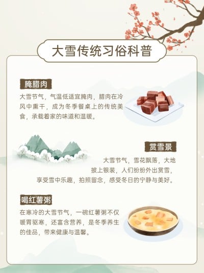 大雪节气习俗科普小红书套装小红书配图