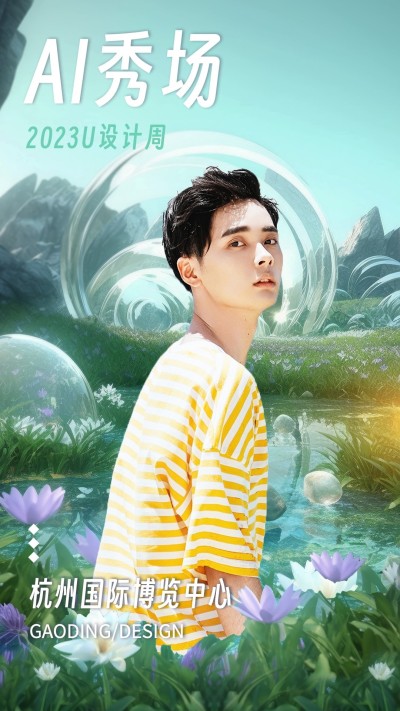 设计周AI秀场人物手机海报AIGC