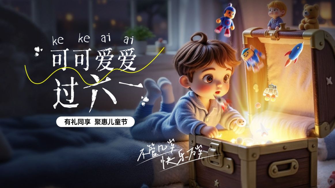 儿童节节日祝福趣味感故事感公众号首图AIGC预览效果