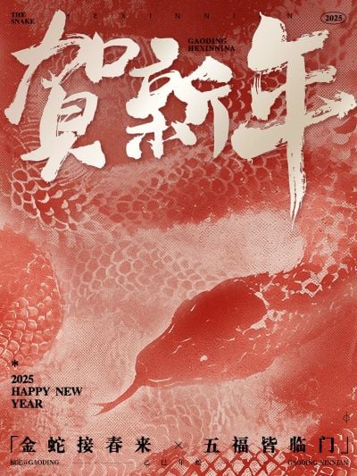 春节节日祝福生肖蛇纹理背景小红书封面