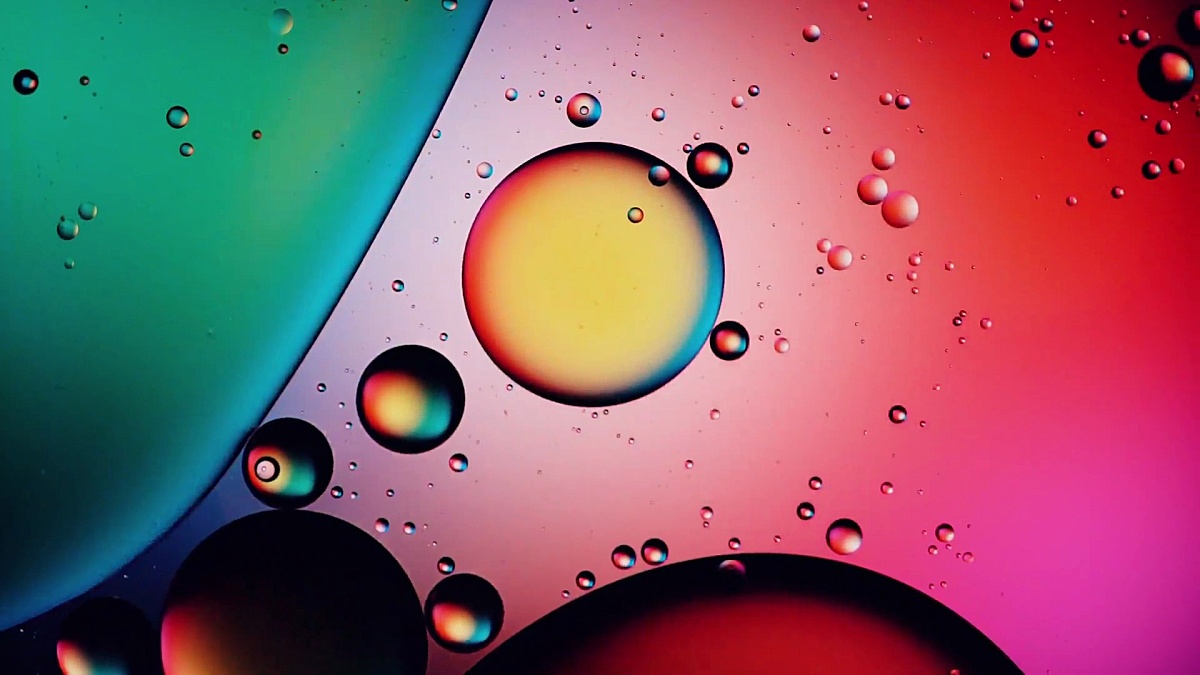 Abstract colourful oil drops in water