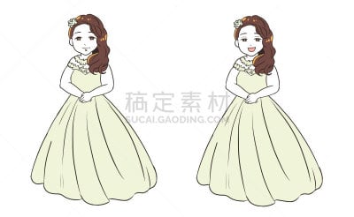 婚纱,新娘,超小号,仅日本人,妻子,婚礼,女人,日本人,绘画插图,订婚