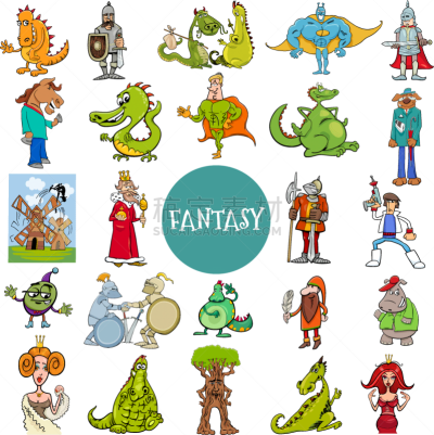 漫画书,童话故事,幻想,性格,巨大的,公主,矮小的植物,侏儒,动物,虚拟角色