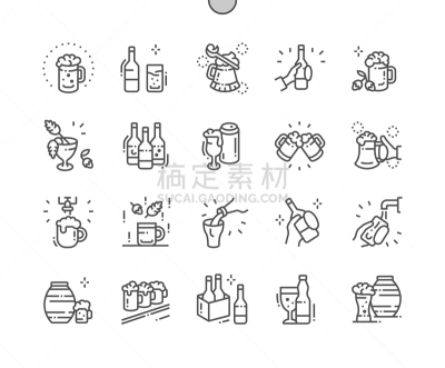 细的,极简构图,符号,数字30,完美,井,精酿啤酒,像素化,线条,格子