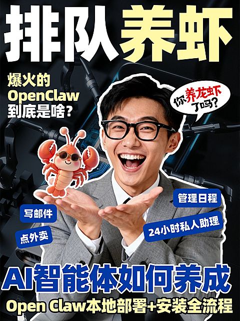 OpenclawAI智能体养成攻略指南人像小红书封面
