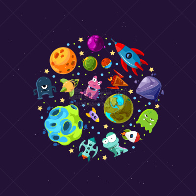 行星,太空,矢量,卡通,工业船,太空船,华丽的,一个物体,背景分离,技术