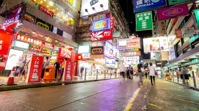 延时房屋署 香港旺角购物街行人