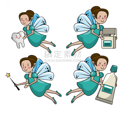 动画片,牙仙,儿童,牙医,可爱的,性格,自然美,卫生,幻想,收集