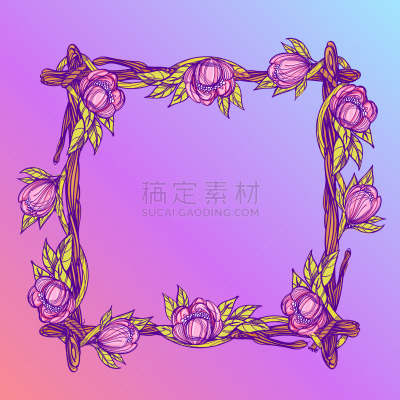 枝,枝繁叶茂,边框,正方形,仅一朵花,柳条,边缘现象,机织织物,华丽的,做