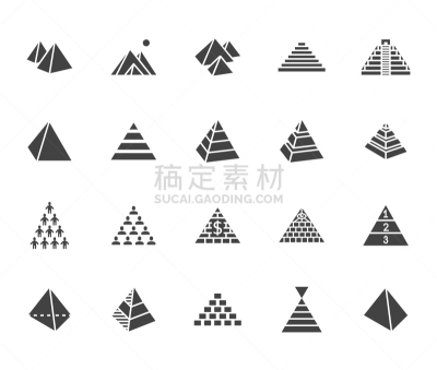 埃及,符号,金字塔形,图标集,平坦的,纪念碑,商务,开罗,流动