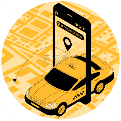 汽车,出租车,有序,电子邮件,商务,技术,交通方式,现代,便携式信息设备,等角投影