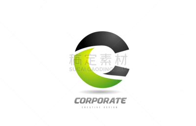 black green logo letter c alphabet design icon