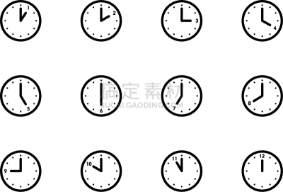 计算机图标,时间,9点整,5点整,线条,12点整,背景分离,午夜,倒计时,11点