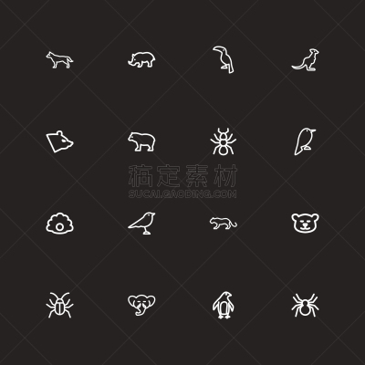 轮廓,动物园,计算机图标,可爱的,怪异,歌手,狗,狮子,象