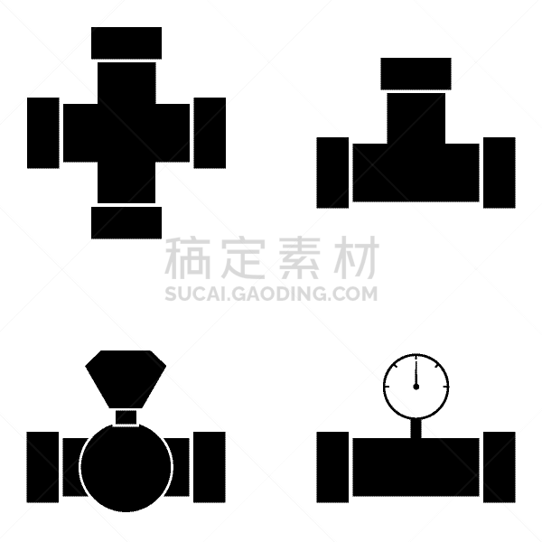 管道,图标集,污水,部分,水龙头,图像,工业,建筑业,钢铁,矢量