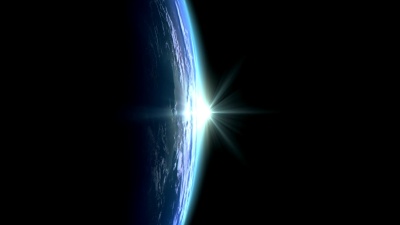 地球上空的蓝色耀斑。循环。