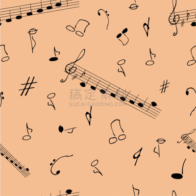 四方连续纹样,绘画插图,音乐,矢量,式样,抽象,米色背景,背景分离,云,调号