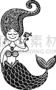 可爱的,美人鱼,鱼类,分离着色,幻想,图像,公主,海洋,小的,图画书