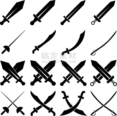 剑,计算机图标,品牌名称,分离着色,白色背景,日本武士,背景分离,勇士,古董,钢铁
