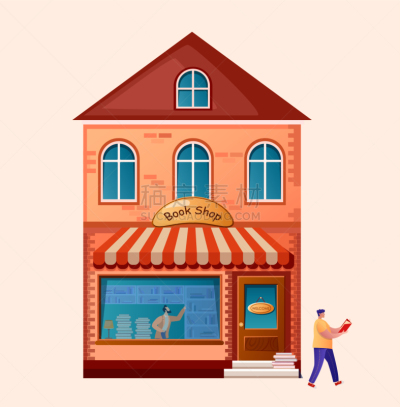 书店,建筑外部,市场,公寓,卡通,商务,图书馆,现代,建造,复古