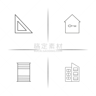 直的,建筑业,图标,建筑体,矢量,三角板,标志,石洞壁画,图像