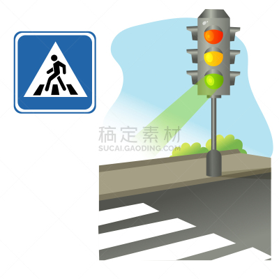 交通,绘画插图,职权,绿灯,人行横道,交通标志,矢量,彩色图片,白色背景,布置