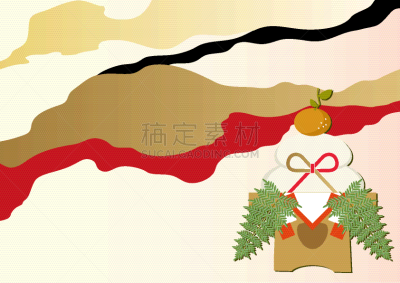 新年前夕,背景,绘画插图,日本,运气,式样,材料,高雅,年糕,给予