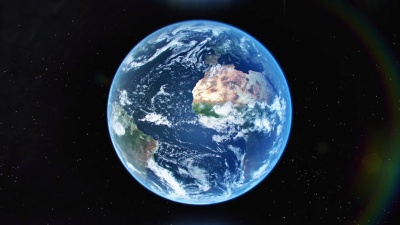 3D地球在恒星上从欧盟旋转到美国
