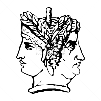 杰纳斯,远古的,高雅,罗马风格,人的头部,矢量,青年女人,绘画插图,不诚实,联系