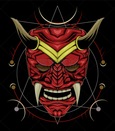 魔鬼,人的脸部,恶魔,绘画插图,歌舞伎,人的头部,矢量,面具,红色