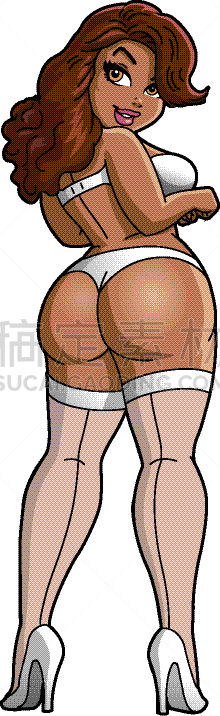 女人,丰满,黑色,驴,巨大的,自然美,矢量