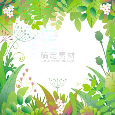 植物群,绿色,正方形,花纹,边框,复活节,浪漫,简单,模板,草