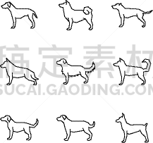 狗,计算机图标,线条,高雅,纯种犬,德国牧羊犬,警犬,模板,细的,巴哥犬