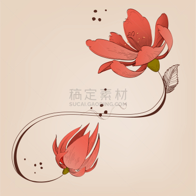珊瑚,装饰品,红色,式样,可爱的,华丽的,卷着的,请柬,花,问候
