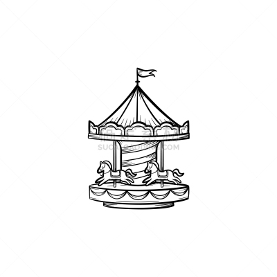 草图,旋转木马,计算机图标,举起手,背景分离,竞技场,公园,小马,童年