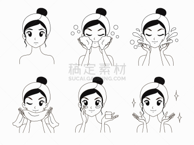 人的脸部,成一排,白色,分离着色,可爱的,亚洲,人,防晒霜,支撑