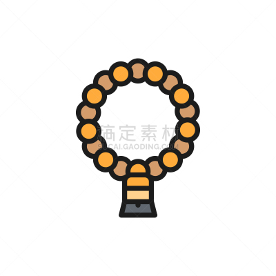 自然,彩色图片,平坦的,玫瑰经念珠,白色背景,分离着色,线图标,线条,技术,简单