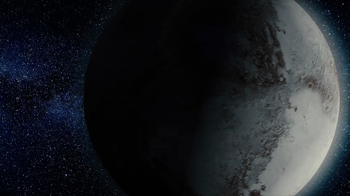 冥王星。美丽的冥王星3D动画与Alpha通道一起旋转。行星冥王星动画