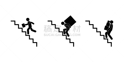 人,男人,计算机图标,简笔人物画,楼梯,性格,正下方视角,分离着色,跑,步行