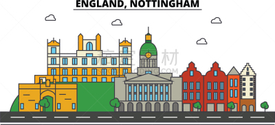 英格兰,建筑,城市天际线,诺丁汉,分离着色,房地产,明信片,名声,房屋,直的