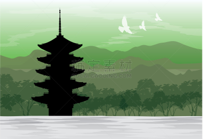 富士吉田,日本,宝塔,旅途,传统,公园,鸟类,湖,旅行,剪影
