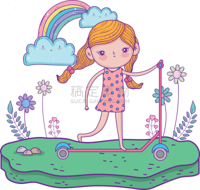 可爱的,女孩,滑板,运动,玩具,公主,小的,自然美,春天,装裱