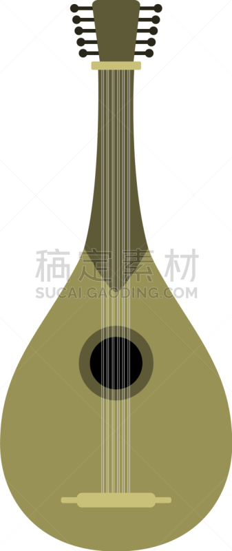 分离着色,乐器,曼陀林,白色,音乐,图像,设备用品,矢量,木制,彩色图片