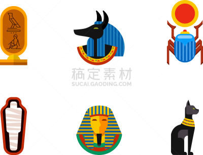 埃及,国际著名景点,扁平化设计,名声,木乃伊化的,过去,耳麦,布置