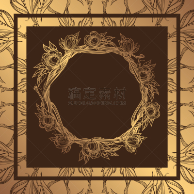 圆形,枝,枝繁叶茂,黄金,边框,边缘现象,机织织物,华丽的,图像,做