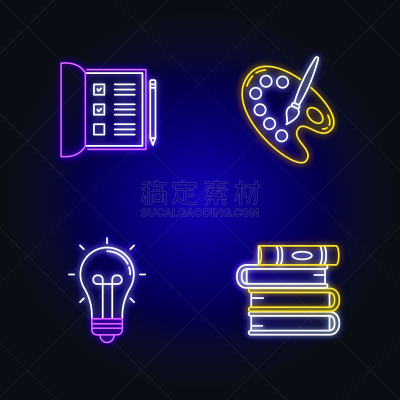 业余爱好,画笔,矢量,调色板,清单,艺术家,电灯泡,霓虹灯,计算机图标,标志